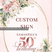 Personalized Rose Gold Floral 50th Birthday Custom ポスター