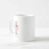 Personalized Rose Gold Floral Letter I Monogram コーヒーマグカップ (正面左)