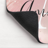 Personalized Rose Gold Glitter Mousepad – Monogram マウスパッド (コーナー)