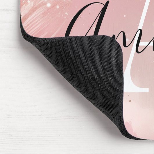 Personalized Rose Gold Glitter Mousepad – Monogram マウスパッド (コーナー)