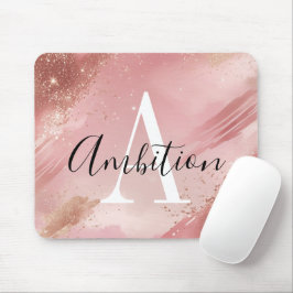Personalized Rose Gold Glitter Mousepad – Monogram マウスパッド
