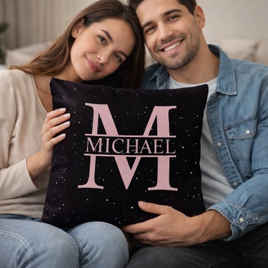 Personalized Rose Gold M Monogram Name クッション