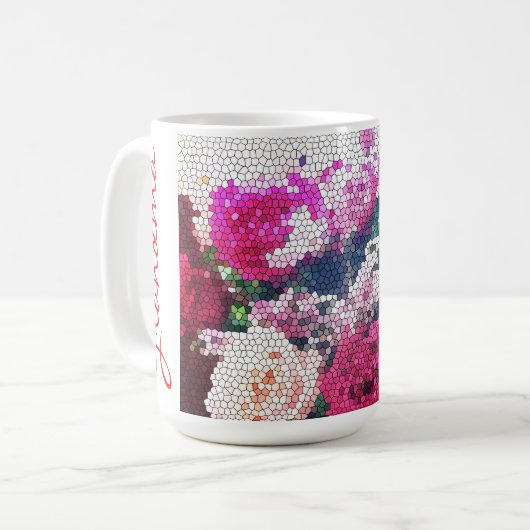 Personalized Rose Mosaic Coffee/ Tea Mug コーヒーマグカップ (正面左)