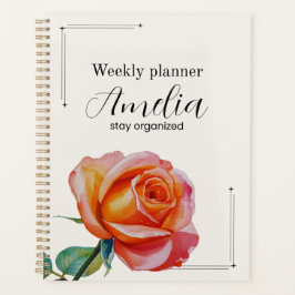 Personalized Rose Planner Aesthetic Weekly Floral プランナー手帳