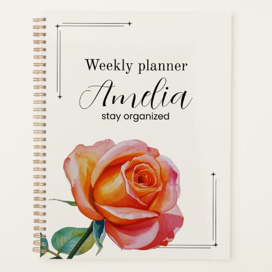 Personalized Rose Planner Aesthetic Weekly Floral プランナー手帳 (正面)