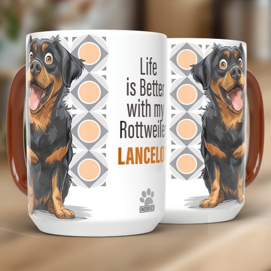 Personalized Rottweiler Custom Dog Mug 15oz マグカップ