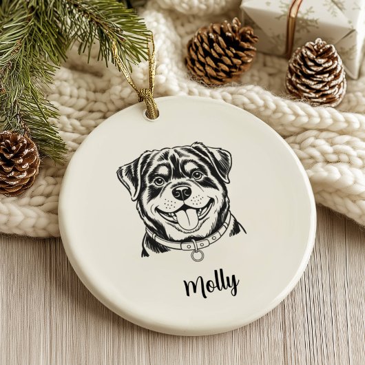 Personalized Rottweiler Dog Christmas セラミックオーナメント