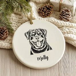 Personalized Rottweiler Dog Christmas セラミックオーナメント