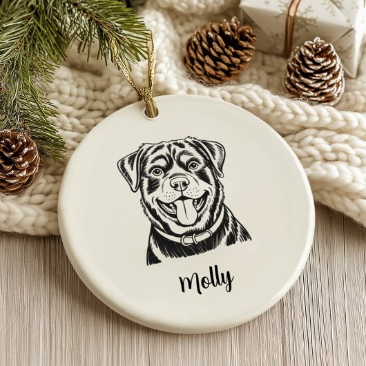 Personalized Rottweiler Dog Christmas セラミックオーナメント