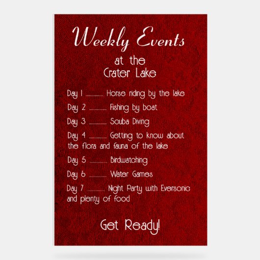 Personalized Royal Velvet Events Schedule アクリルサイン (正面)
