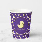 Personalized Rubber Duck Modern Purple Baby Shower 紙コップ (左)