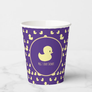 Personalized Rubber Duck Modern Purple Baby Shower 紙コップ