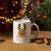 Personalized Rudolph Reindeer Red-Handle Christmas マグカップ