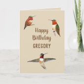 Personalized Rufous Hummingbirds Birthday Card カード (正面)