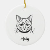 Personalized Russian Blue Cat Christmas セラミックオーナメント (正面)