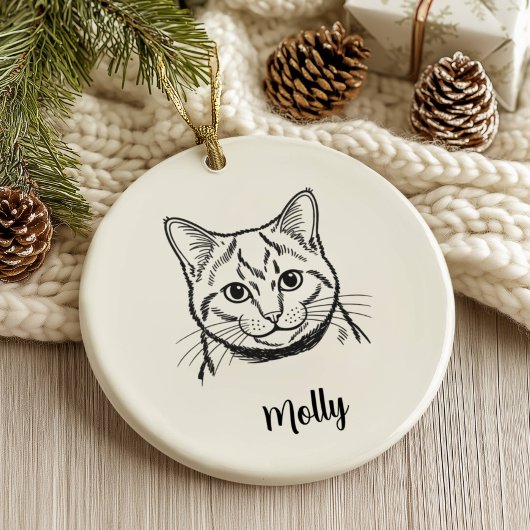 Personalized Russian Blue Cat Christmas セラミックオーナメント
