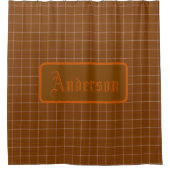 Personalized Rust Red Orange Plaid Shower Curtain シャワーカーテン (正面)