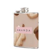 Personalized Rustic Acorn & Oak Leaf Pattern  フラスク (左)