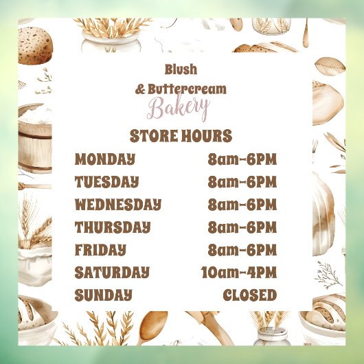 Personalized Rustic Baking Business ウィンドウサイン (シート3)