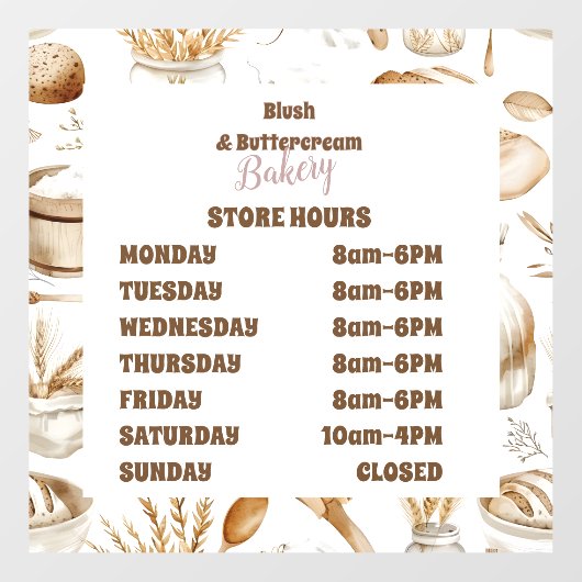 Personalized Rustic Baking Business ウィンドウサイン (シート)