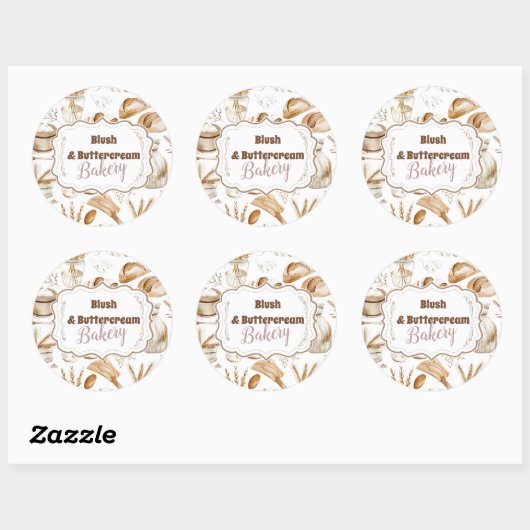 Personalized Rustic Baking Business ラウンドシール (シート)