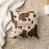 Personalized Rustic Brown Cowhide Print クッション (ブランケット)