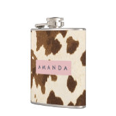Personalized Rustic Brown Cowhide Print フラスク (左)