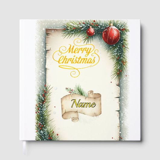 Personalized Rustic Christmas Foil Guestbook | Vin ゲストブック (正面)