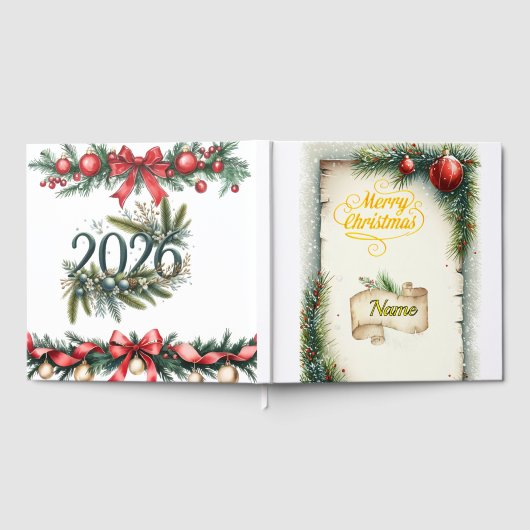 Personalized Rustic Christmas Foil Guestbook | Vin ゲストブック (全面)