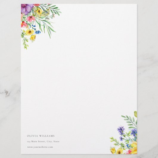 Personalized Rustic Floral Stationery Paper (正面)