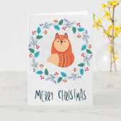 Personalized Rustic Fox Folded Greeting Card カード (黄色い花)