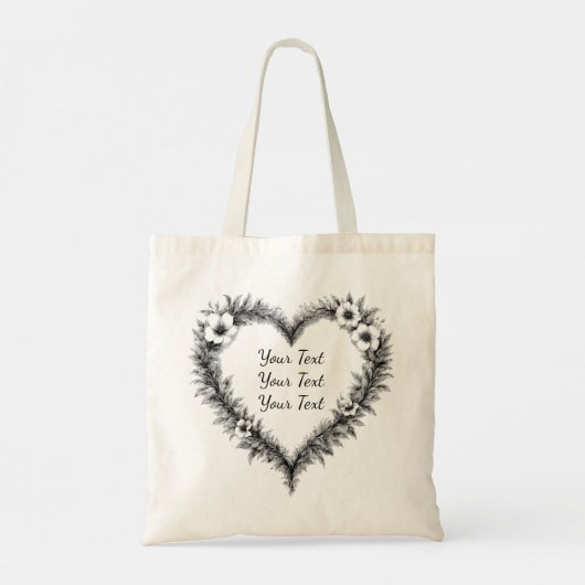 Personalized Rustic Heart Wreath Tote トートバッグ (裏面)