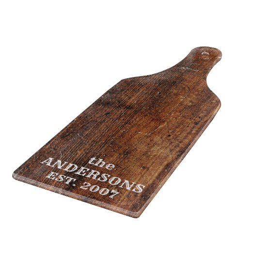 Personalized rustic old scratched wood カッティングボード (角)