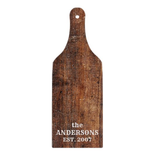Personalized rustic old scratched wood カッティングボード (正面)