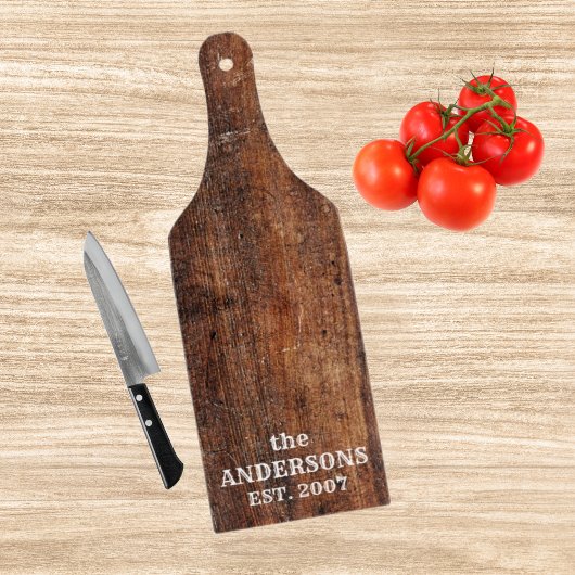 Personalized rustic old scratched wood カッティングボード