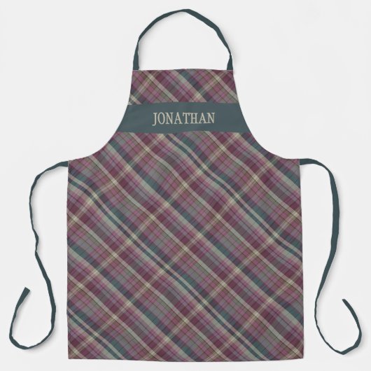 Personalized Rustic Plaid Tartan Cooking Grilling エプロン (正面)