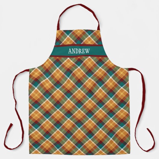 Personalized Rustic Plaid Tartan Grilling Cooking エプロン (正面)