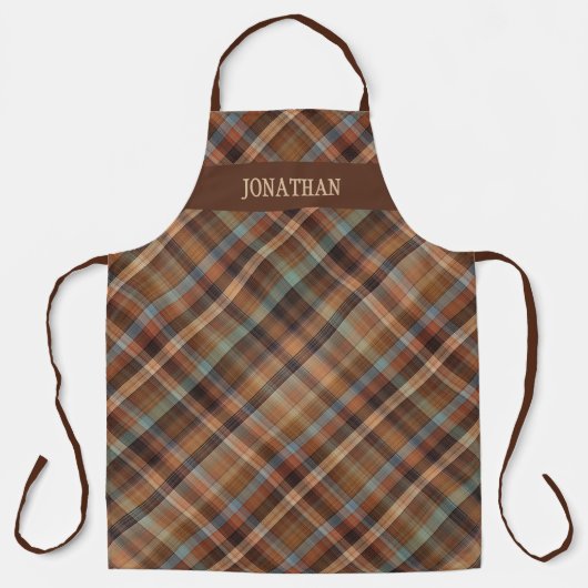 Personalized Rustic Tartan Plaid Cooking Grilling エプロン (正面)