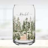 Personalized Rustic Watercolor Green Forest ガラス缶