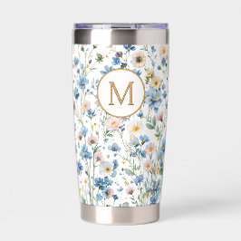 Personalized Rustic Wildflower Floral Monogram 保温保冷タンブラー