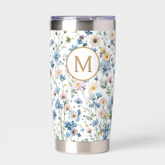 Personalized Rustic Wildflower Floral Monogram 保温保冷タンブラー (正面)