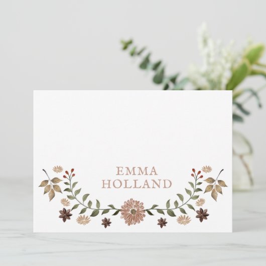 Personalized Rustic Woodland Botanical Note Cards 案内状 (スタンド正面)