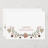 Personalized Rustic Woodland Botanical Note Cards 案内状 (正面/裏面)