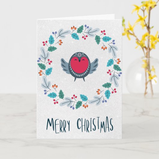 Personalized Rustic Wreath Holiday Greeting カード (黄色い花)