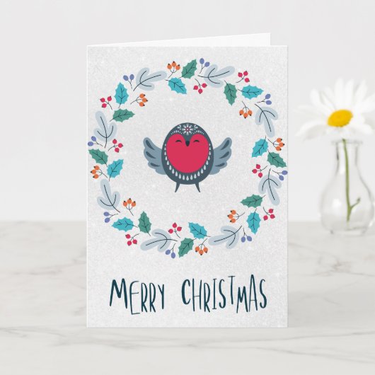 Personalized Rustic Wreath Holiday Greeting カード (小さな植物)