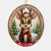 Personalized Rustic Xmas Pine Wood Decor 🦌🎄 セラミックオーナメント (左)