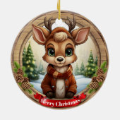 Personalized Rustic Xmas Pine Wood Decor 🦌🎄 セラミックオーナメント (裏面)