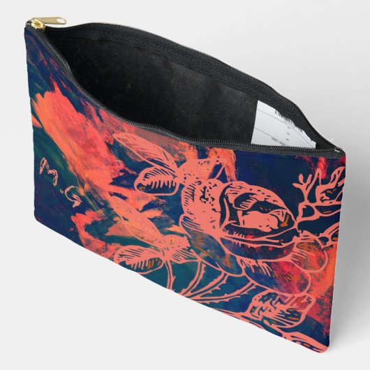 Personalized Rusty Rose Monogram アクセサリーポーチ (見開き)