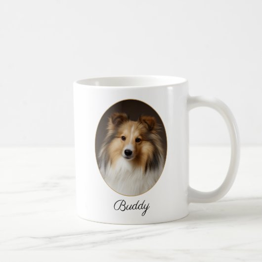 Personalized Sable Sheltie by My Side コーヒーマグカップ (右)