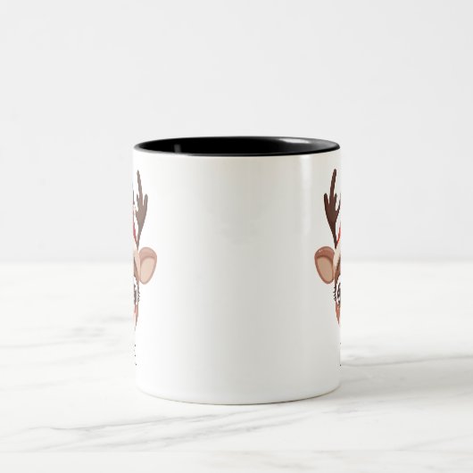 Personalized Sad Reindeer Mug – Custom Name Gift ツートーンマグカップ (中央)